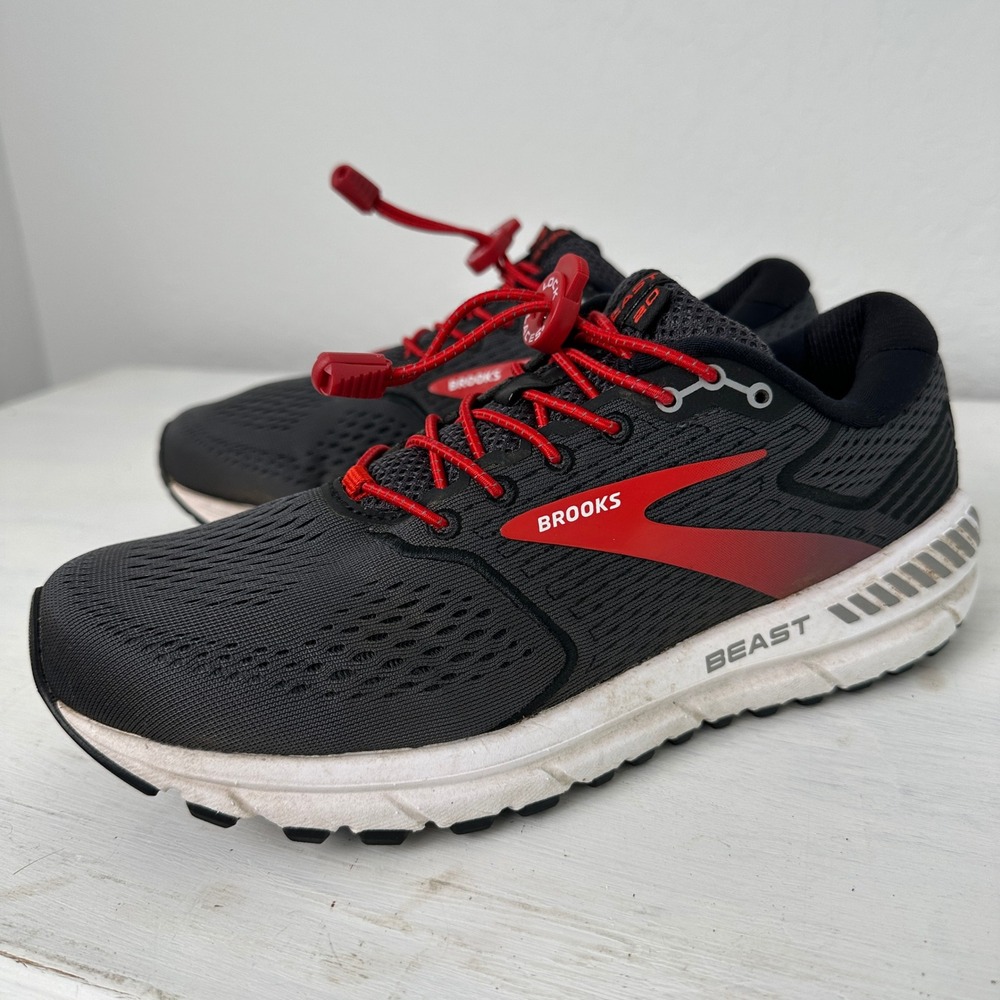 Brooks Running Shoes Mens 8 Beast 20 Black Red 1103271D019 Stability DNA Loft